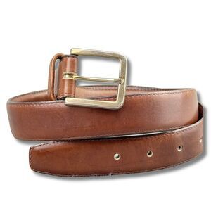 Chaucer Belt Glove Leather Dress Mens Sz 34 Brown Silver Buckle 1" Wide USA VTG